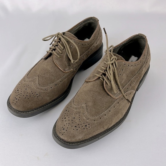 Joseph Abboud Evan Suede Wingtip Oxford Loafers Mens Size EUR 42 US 9 Dark Tan - Picture 2 of 12